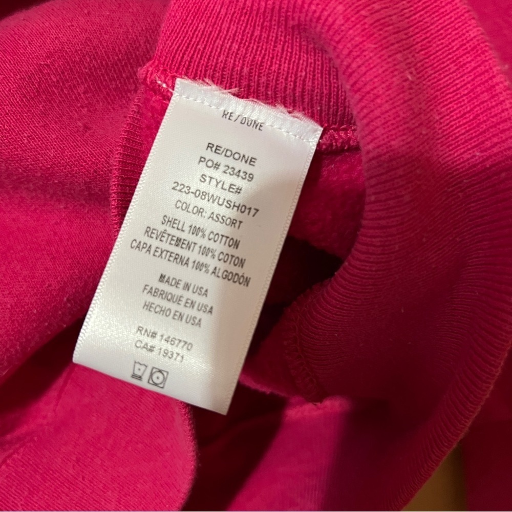 Re/Done NWT Upcycled Sweatshirt Smile Graphic Pink Crewneck Pullover Size XS/S - Picture 11 of 11